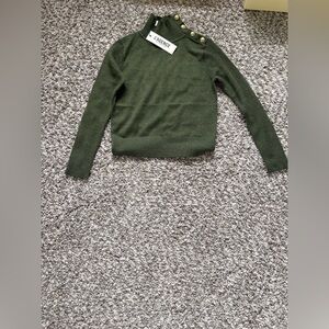L'AGENCE Forest Green Crew Neck Sweater